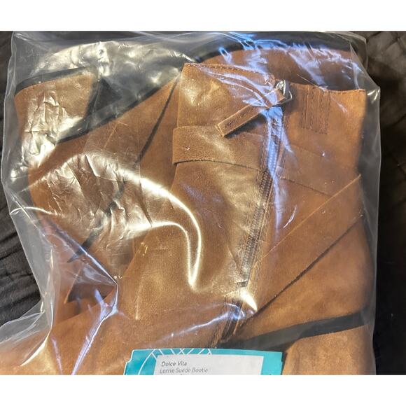 Dolce Vita Lorrie Boots 9 NWT Suede Ankle Booties Tan Brown Suede Heel Wrap - Picture 7 of 7